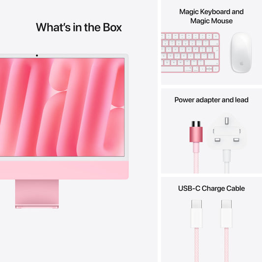 Apple iMac All-in-One Desktop Computer with M4 chip with 8-core CPU and 8-core GPU: Built for Apple Intelligence, 24-inch Retina Display, 16GB Unified Memory, 256GB SSD Storage; Pink