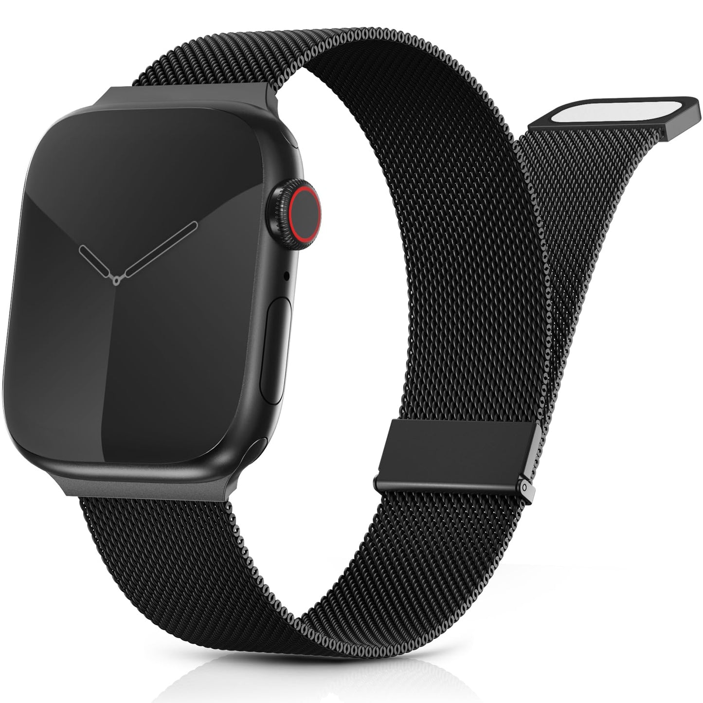 Yoohoo Adjustable Metal Strap Compatible with Apple Watch Straps 38mm 40mm 41mm 42mm(Series 10) Women Men,Upgraded Replacement Band for iWatch Series 10 9 8 7 6 5 4 3 2 1 SE Double Magnetic,Black
