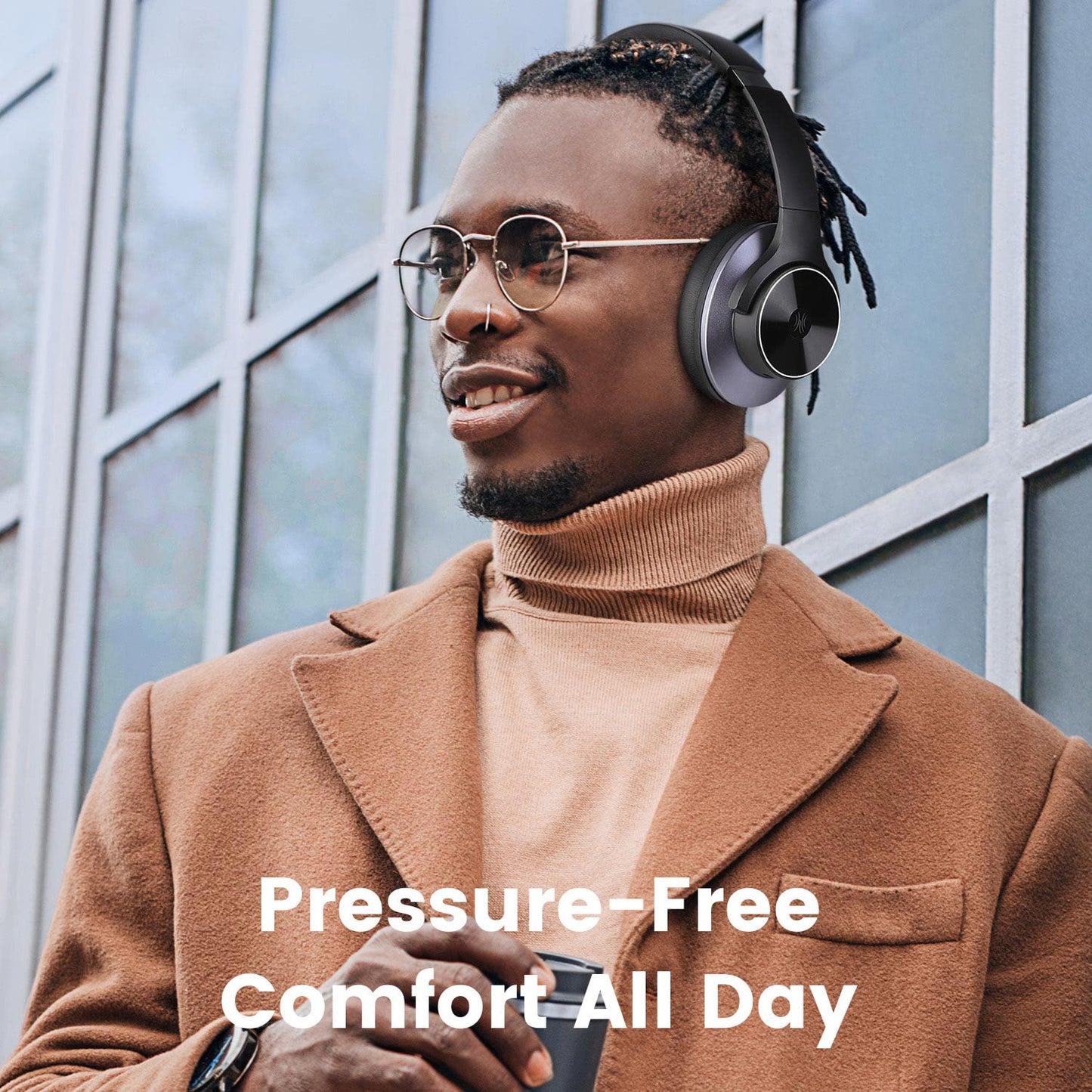 OneOdio A10 Hybrid Active Noise Cancelling Headphones [62 Hrs Playtime] Wireless Bluetooth Over Ear Headphones with Hi-Res Audio, Transparency Mode, Deep Bass, CVC 8.0, for Travel PC Home Office