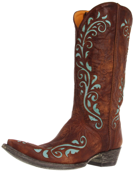 Old Gringo Women's Estere Western Boot, Brass/Aqua, 5