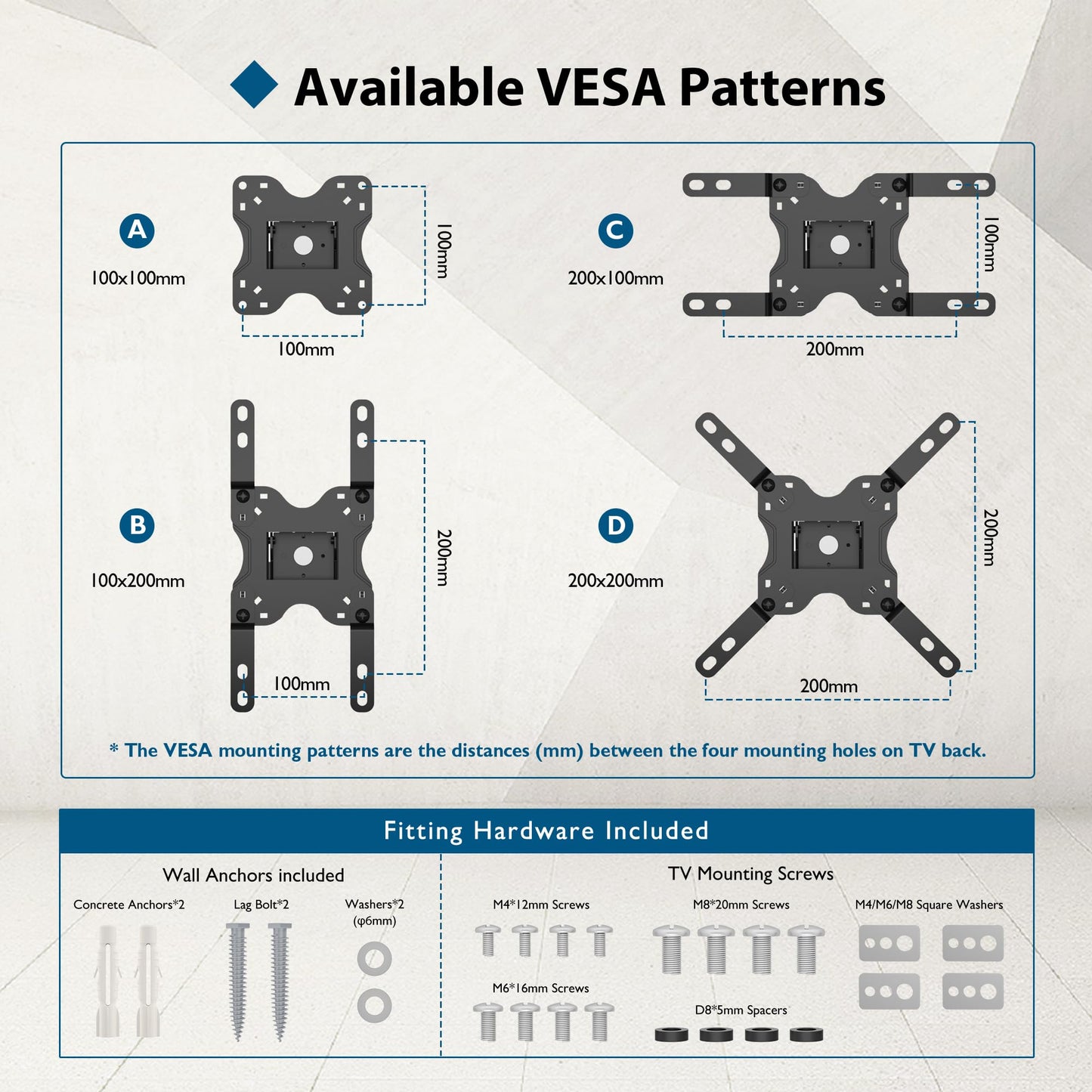 BONTEC TV Wall Bracket for Most 13-42 Inch LED LCD TVs, Tilt, Swivel and 360°Rotation Monitor Wall mount with Max VESA 200x200mm, up to 20kgs, with Safety Screws, Bubble Level, Cable Ties included