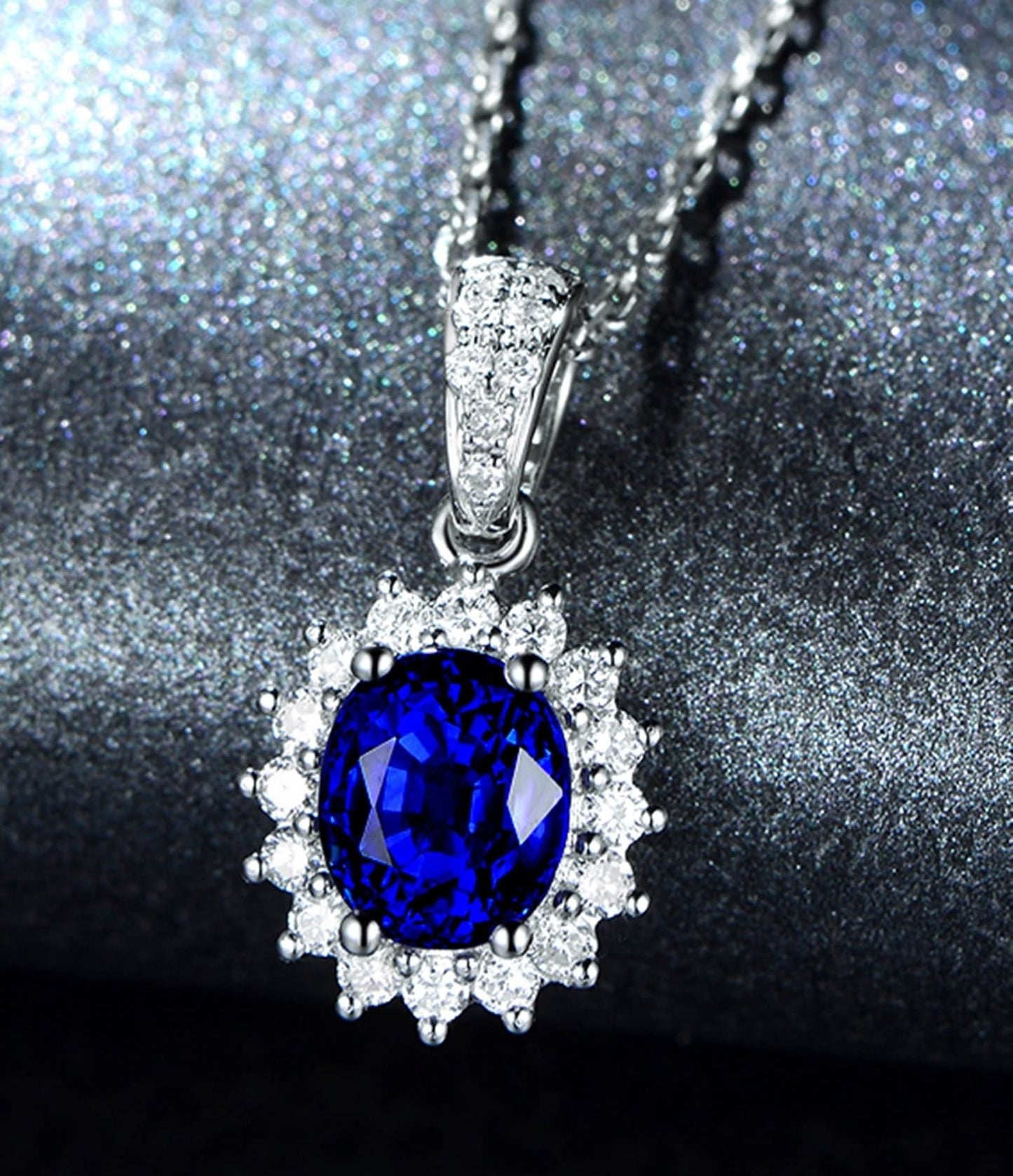 Jewelry Necklaces, Sapphire Necklace Birthstone with Blue 1.28Carat Good Cut Gemstone 18K Luxurious Ladies Necklace Gift