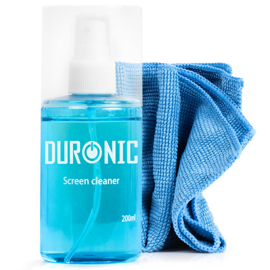 Duronic Screen Cleaner Kit SCK101 | 200ml | Cleaning Spray for LCD/TFT/LED/Plasma/OLED Televisions and Computer Monitors | With Microfibre Cloth | Ideal for Laptops, Smartphones, Televisions, Tablets