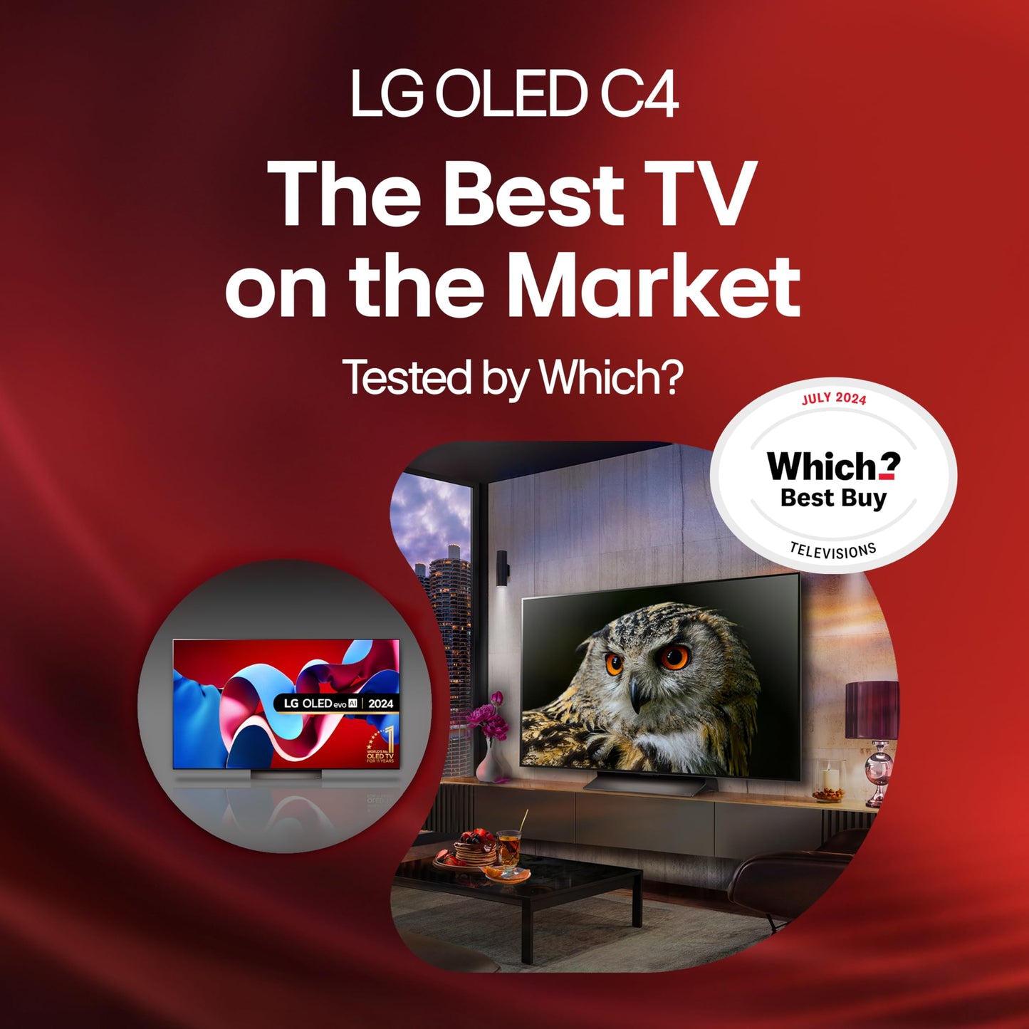 LG OLED65C45LA 65-Inch OLEDevo 4K UHD Smart TV, (α9 AI Processor Gen7, Dolby Atmos, Freeview Play and Amazon Alexa, 120Hz), Umber Brown [Model 2024]