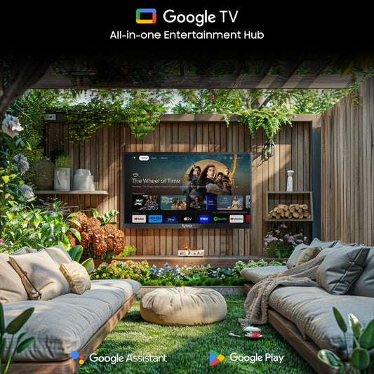 SYLVOX 75" Outdoor TV, 4K HDR10 QLED Smart TV for Google TV, Waterproof 2000nits High Brightness Outside TV for Full Sun, Share to TV, Voice Assistant, Quantum Dot (Pool Pro QLED 2.0) - 2024 Model