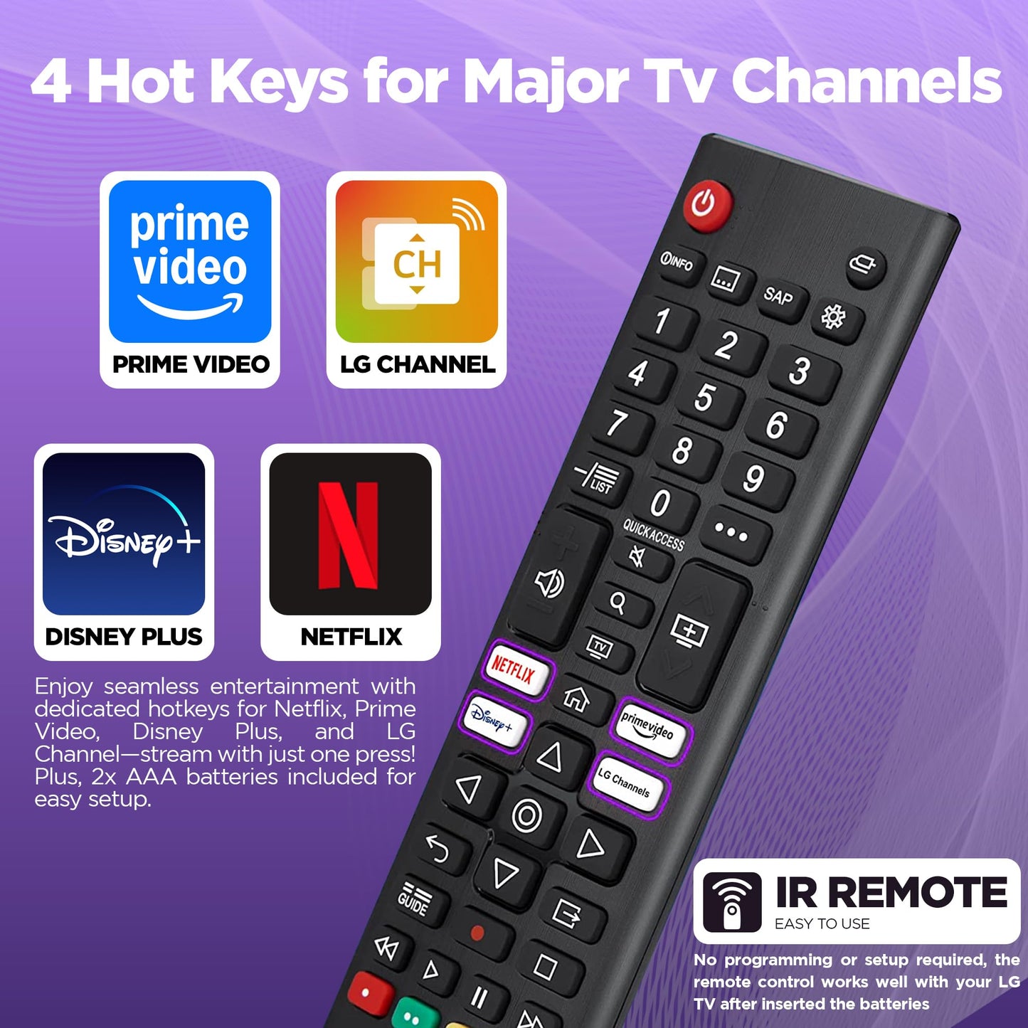 Universal Remote Control for LG Smart TV Remote Control With 2 Battery (AAA) for All Models Lcd Led Hdtv Uhd 3D 4K Universal Tv Remote Lg AKB75095308 AKB75095307 AKB7415324 Lg Remote Cntrol For Tv