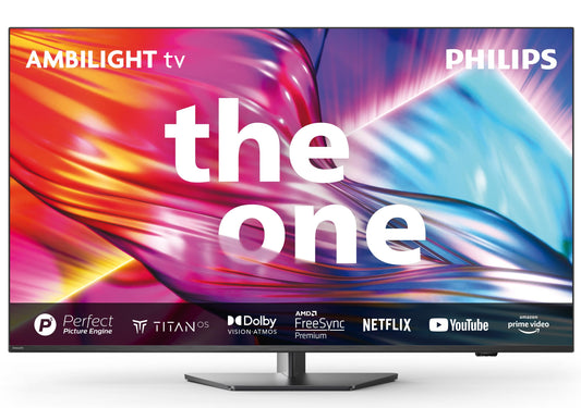 Philips Ambilight The One 43PUS8909 4K LED Smart TV - 43 Inch Display with Pixel Precise Ultra HD Titan OS, Dolby Vision, Dolby Atmos Sound, Works with Alexa and Google Voice Assistant - Black
