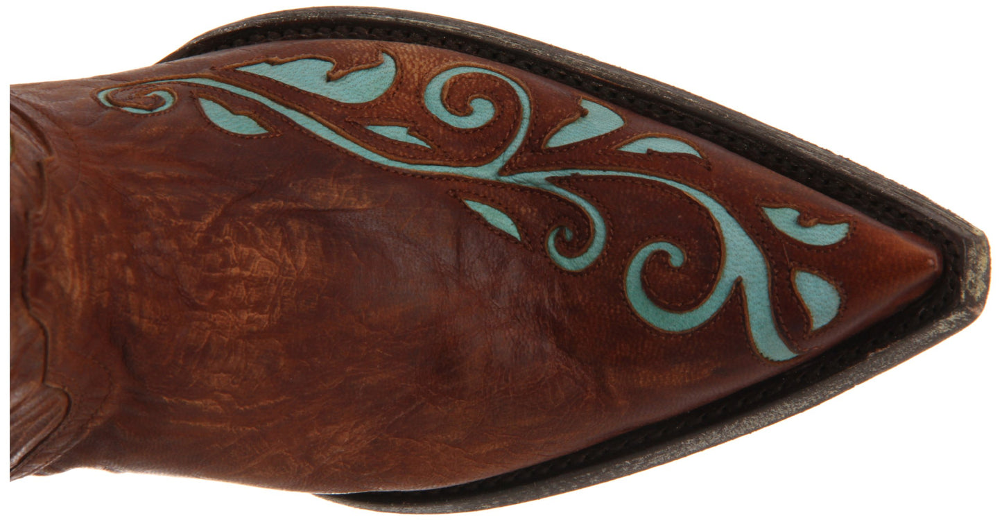 Old Gringo Women's Estere Western Boot, Brass/Aqua, 5