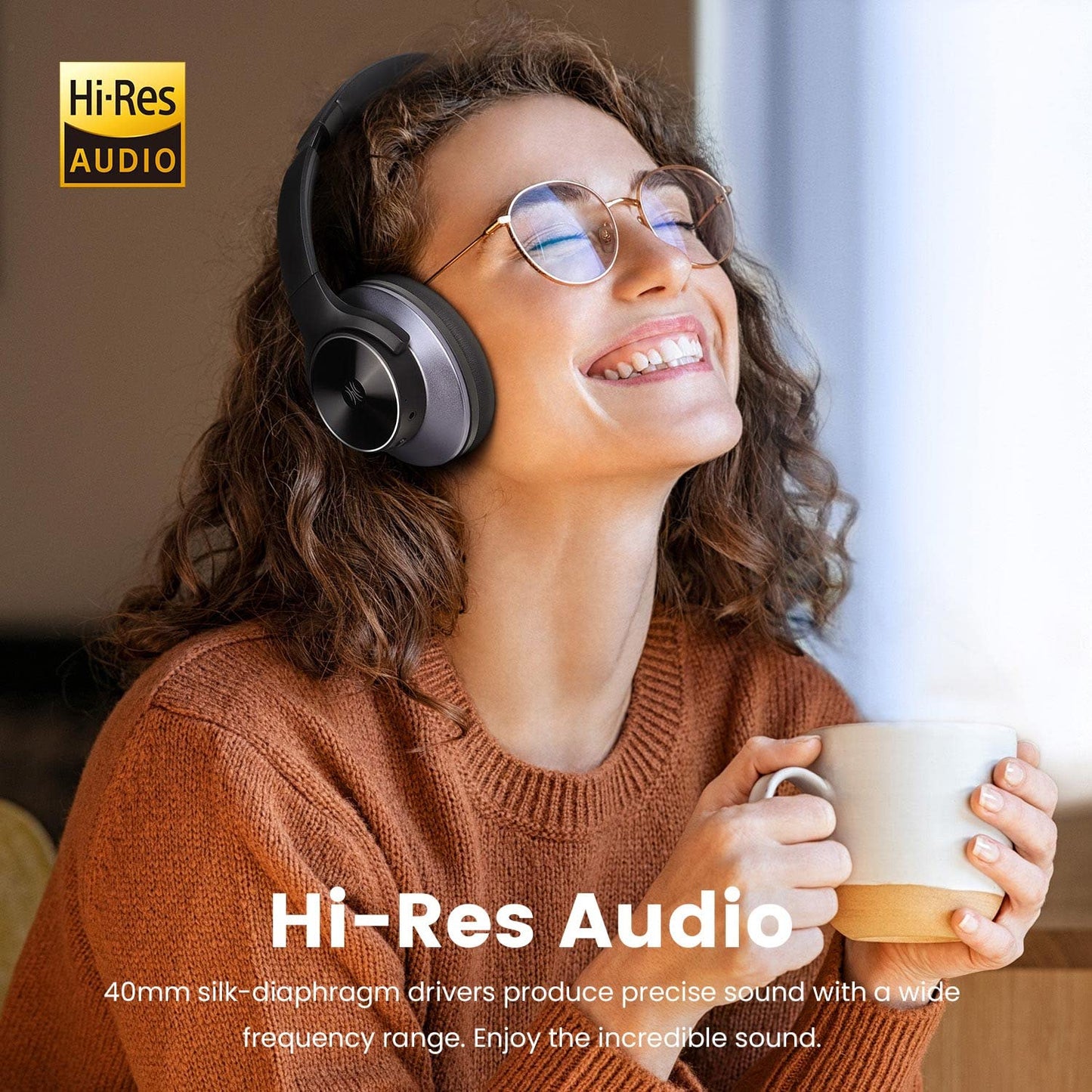 OneOdio A10 Hybrid Active Noise Cancelling Headphones [62 Hrs Playtime] Wireless Bluetooth Over Ear Headphones with Hi-Res Audio, Transparency Mode, Deep Bass, CVC 8.0, for Travel PC Home Office
