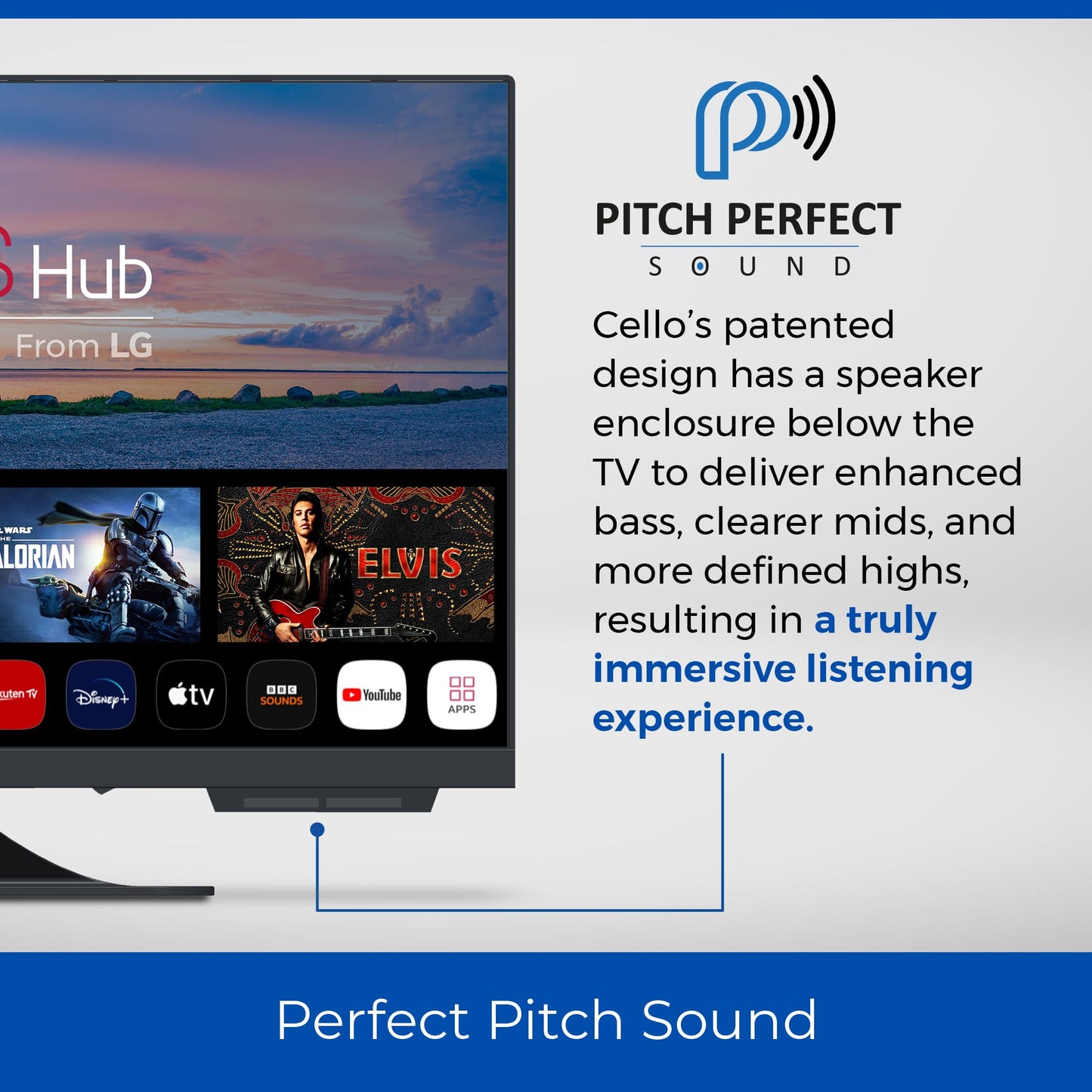 Cello C1924F 19" inch LED Frameless TV Built in DVD Freeview HD with Satellite Receiver Pitch Perfect Speakers Great to fit in small spaces Made In The UK