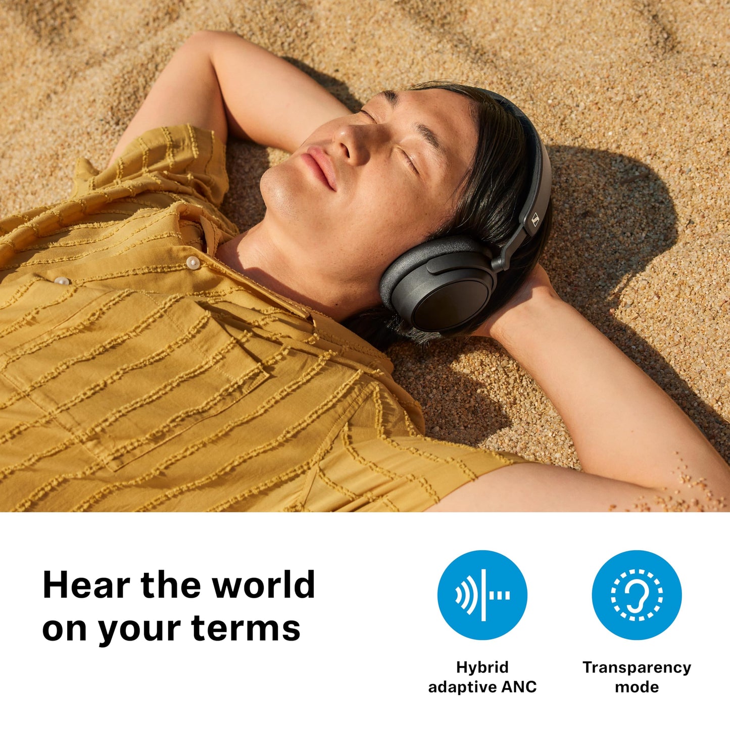 Sennheiser ACCENTUM Plus Wireless Bluetooth Headphones Audio with Quick-Charge Feature, 50-Hour Battery Playtime, Adaptive Hybrid ANC, Sound Personalization and Touch Controls - Black